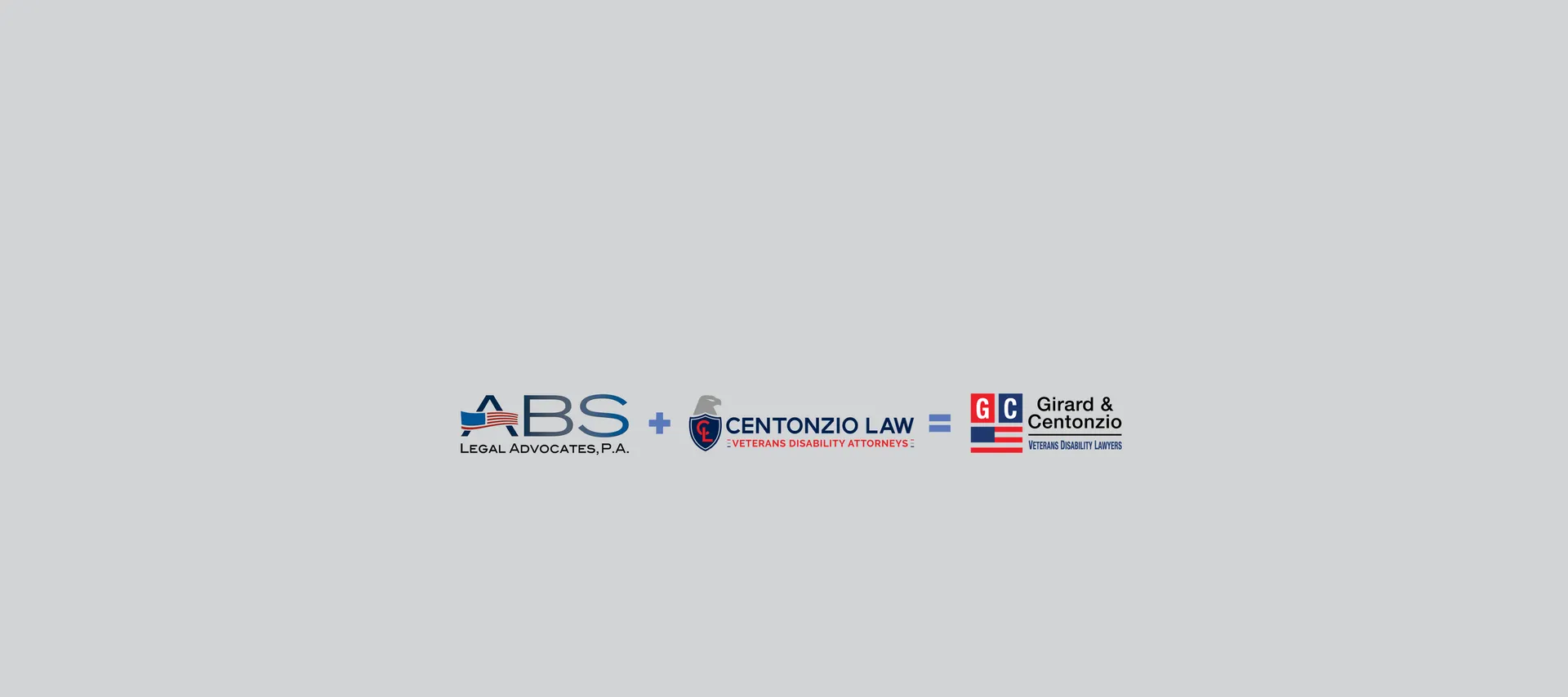 Logos of ABS Legal Advocates, Centonzio Law, and Girard & Centonzio Veterans Disability Lawyers on gray background.